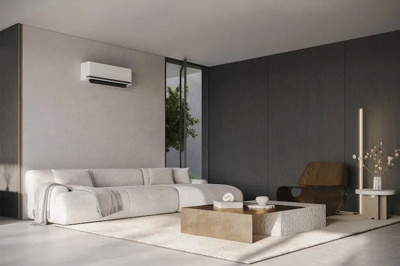 LG DUALCOOL AI Air Deluxe in einem modernen Wohnzimmer
