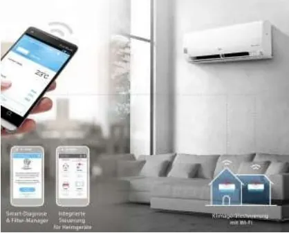 Steuerung der LG Klimaanlage mit der LG ThinQ App am Smartphone